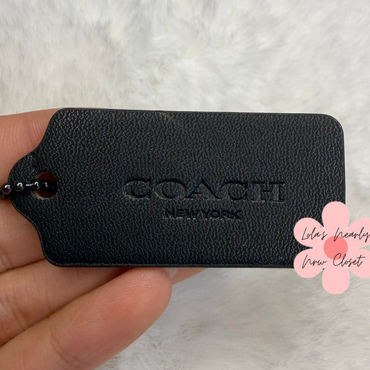 2" COACH Black Fob Bag Charm Hang tag Hangtag