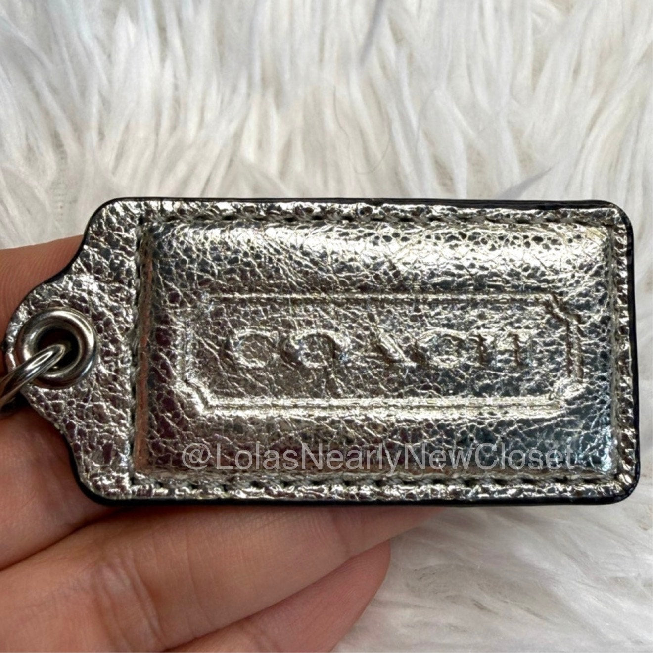 2" COACH Silver Fob Bag Charm Hang tag Hangtag