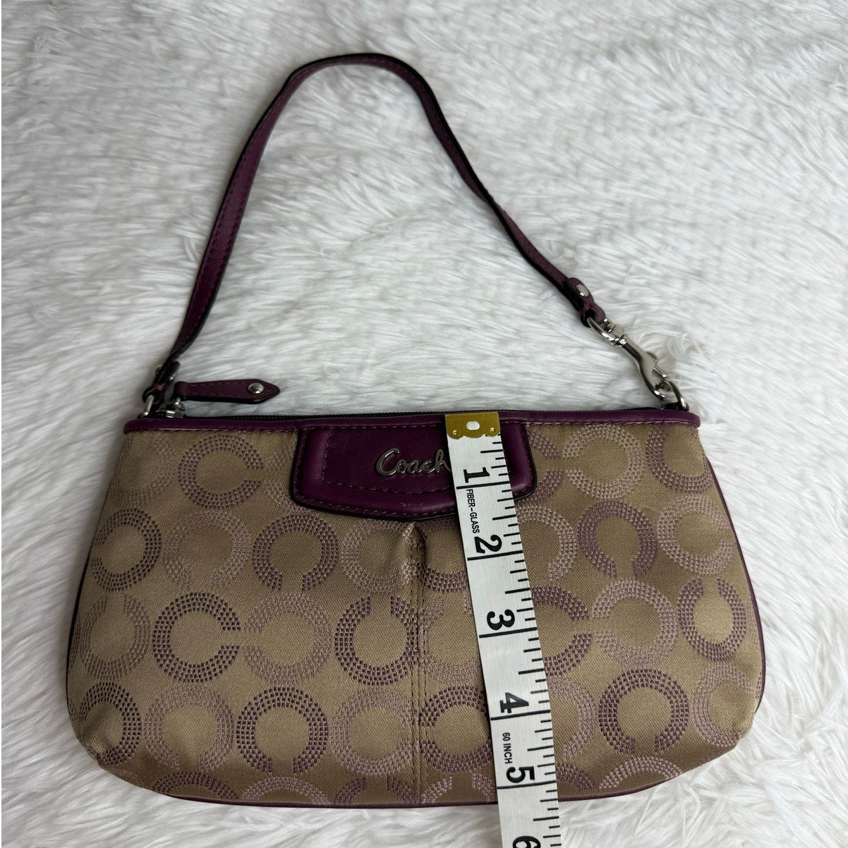 COACH y2k Purple Signature Canvas Wristlet Mini Purse