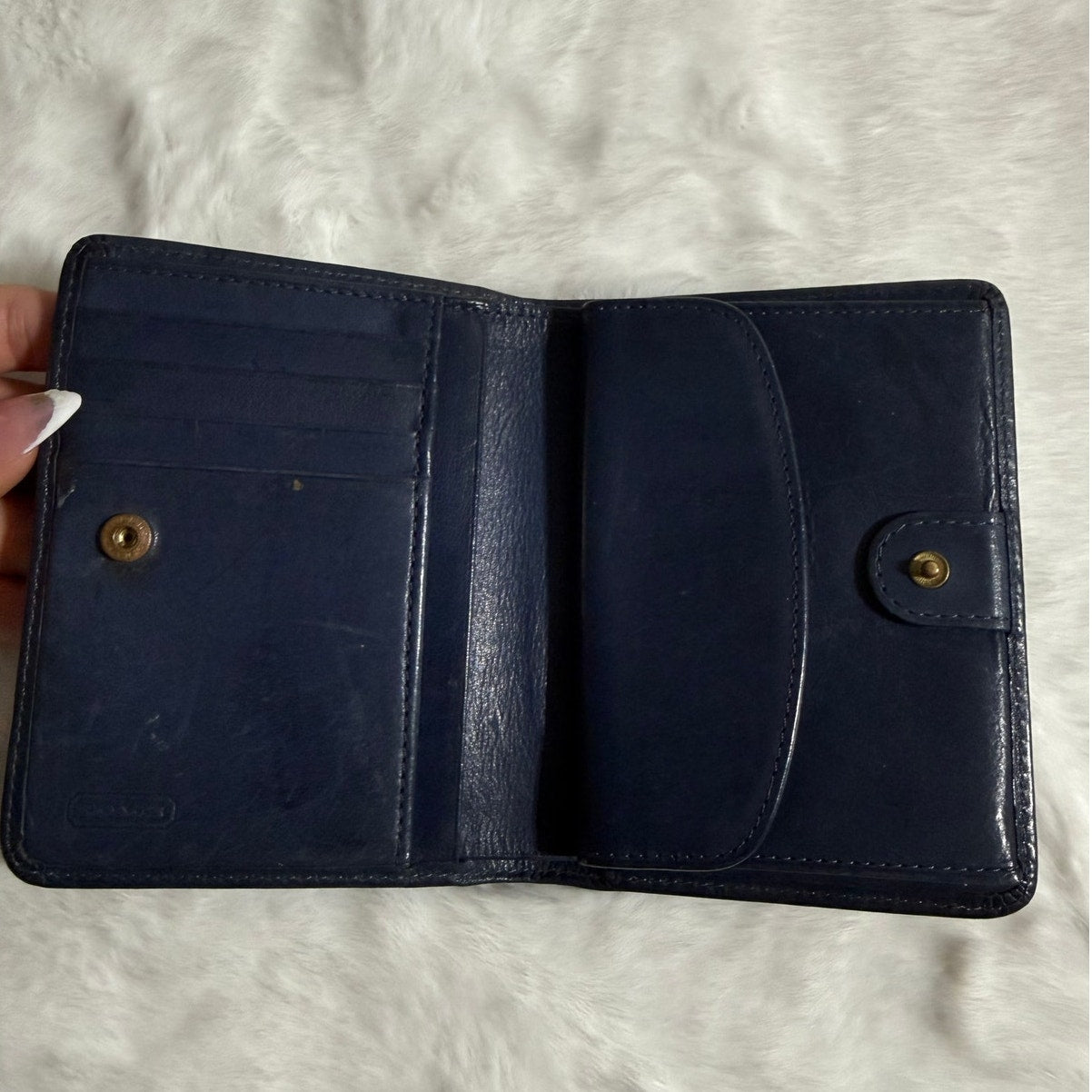 Vintage COACH y2k Navy Blue Made in Mexico Wallet