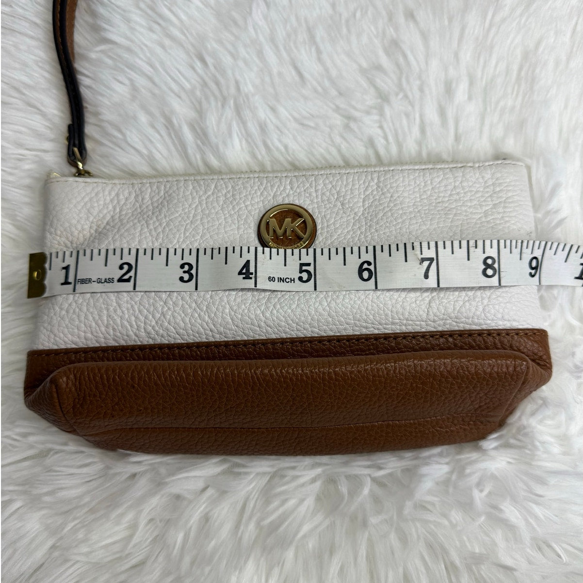 Michael Kors Brown White Cosmetic Case Pouch Wristlet