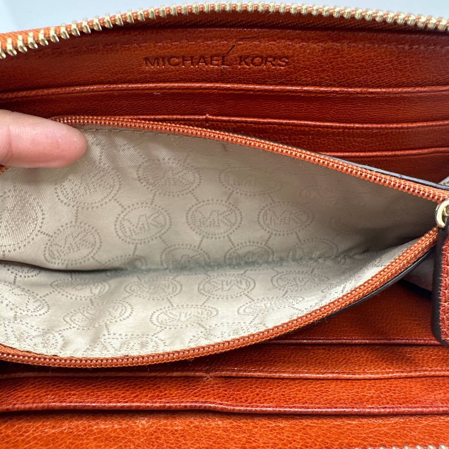 MICHAEL KORS Burnt Orange Mcgraw Zip Around Wallet