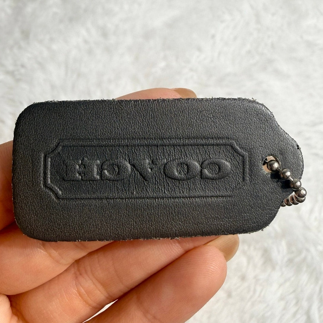 2" Vintage COACH Grey Fob Bag Charm Hang tag Hangtag