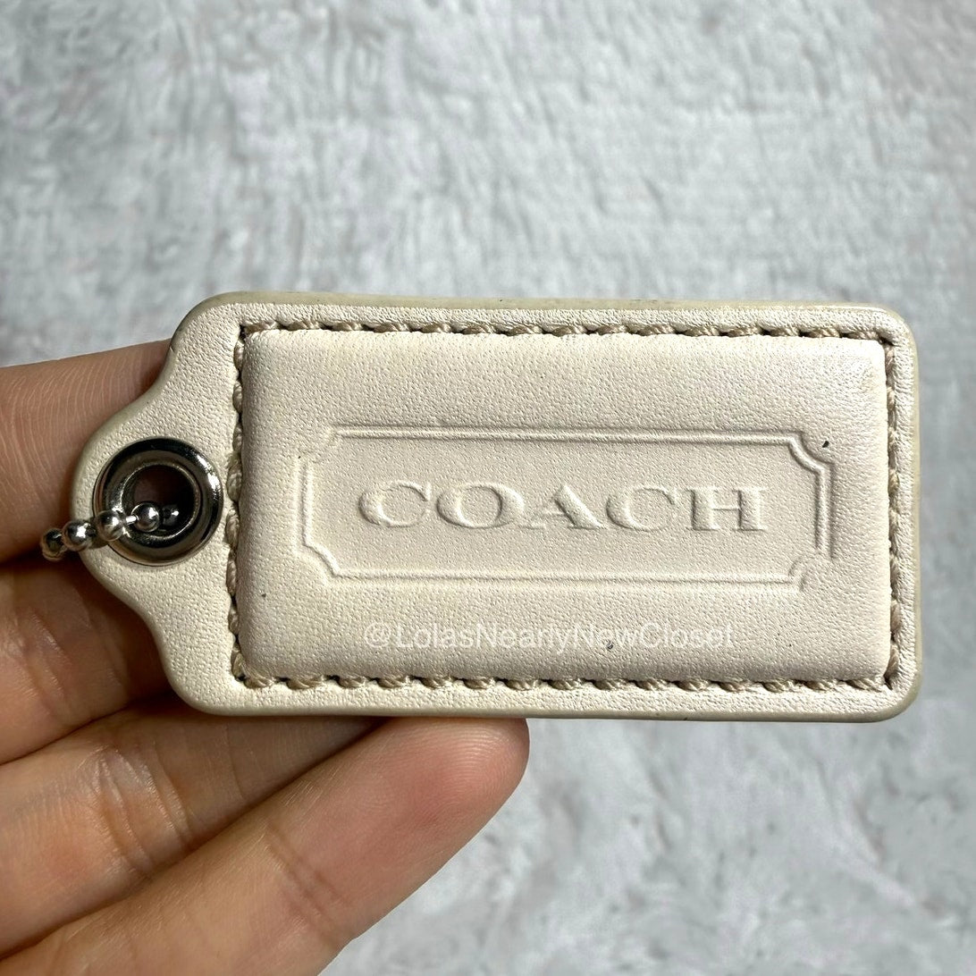 2" COACH White Fob Bag Charm Hang tag Hangtag