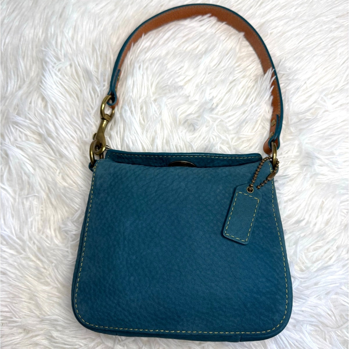 y2k COACH Vintage 9390 Suede Turnlock Mini Purse Shoulder Bag