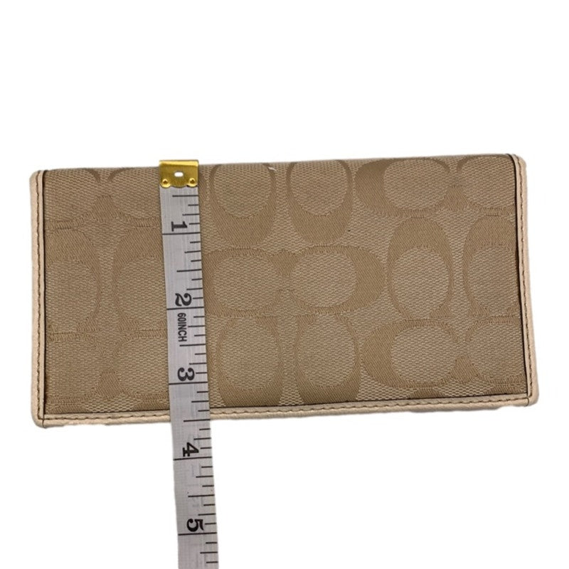 COACH Canvas Tan Signature Checkbook Holder