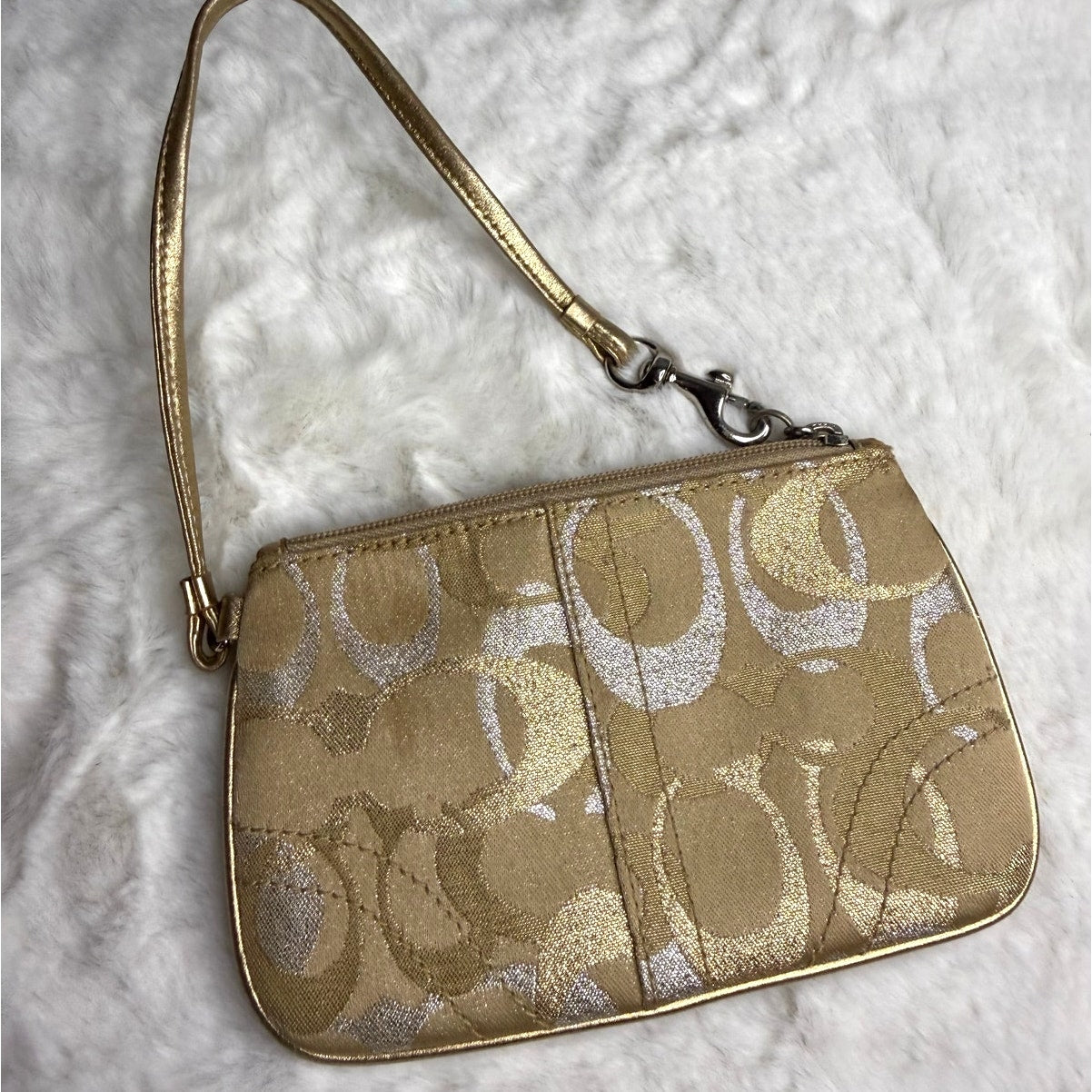 COACH Gold Silver Signature Wristlet