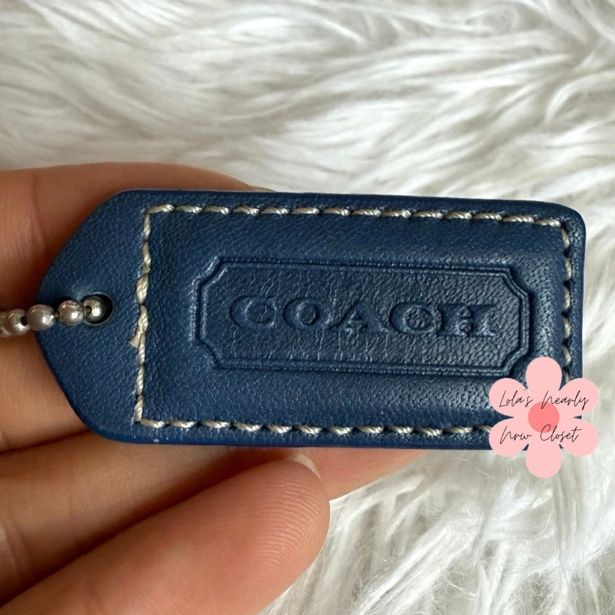 1.5" y2k COACH Blue Fob Bag Charm Hang tag Hangtag