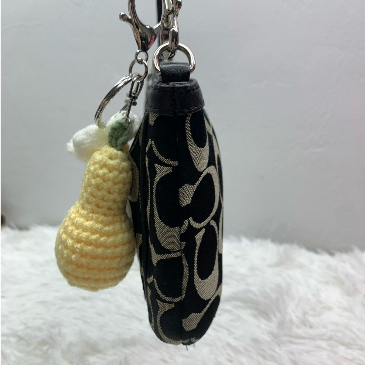 y2k COACH Black Signature Canvas Mini Purse Wristlet with Card Slots