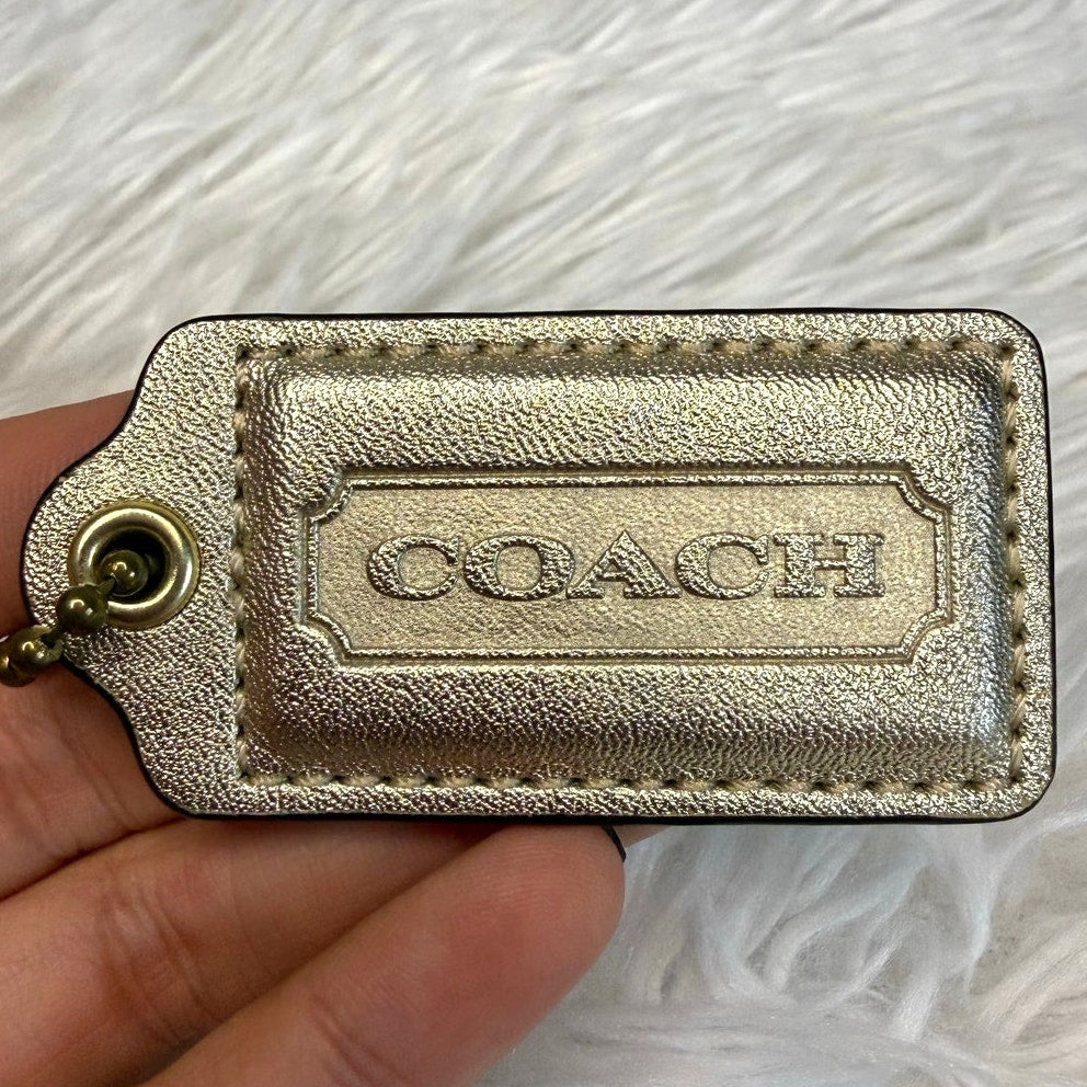 2" COACH Gold Fob Bag Charm Hang tag Hangtag