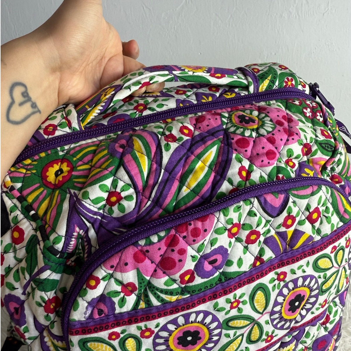 Vera Bradley Quilted Essential Large Laptop Backpack Bright Paisley