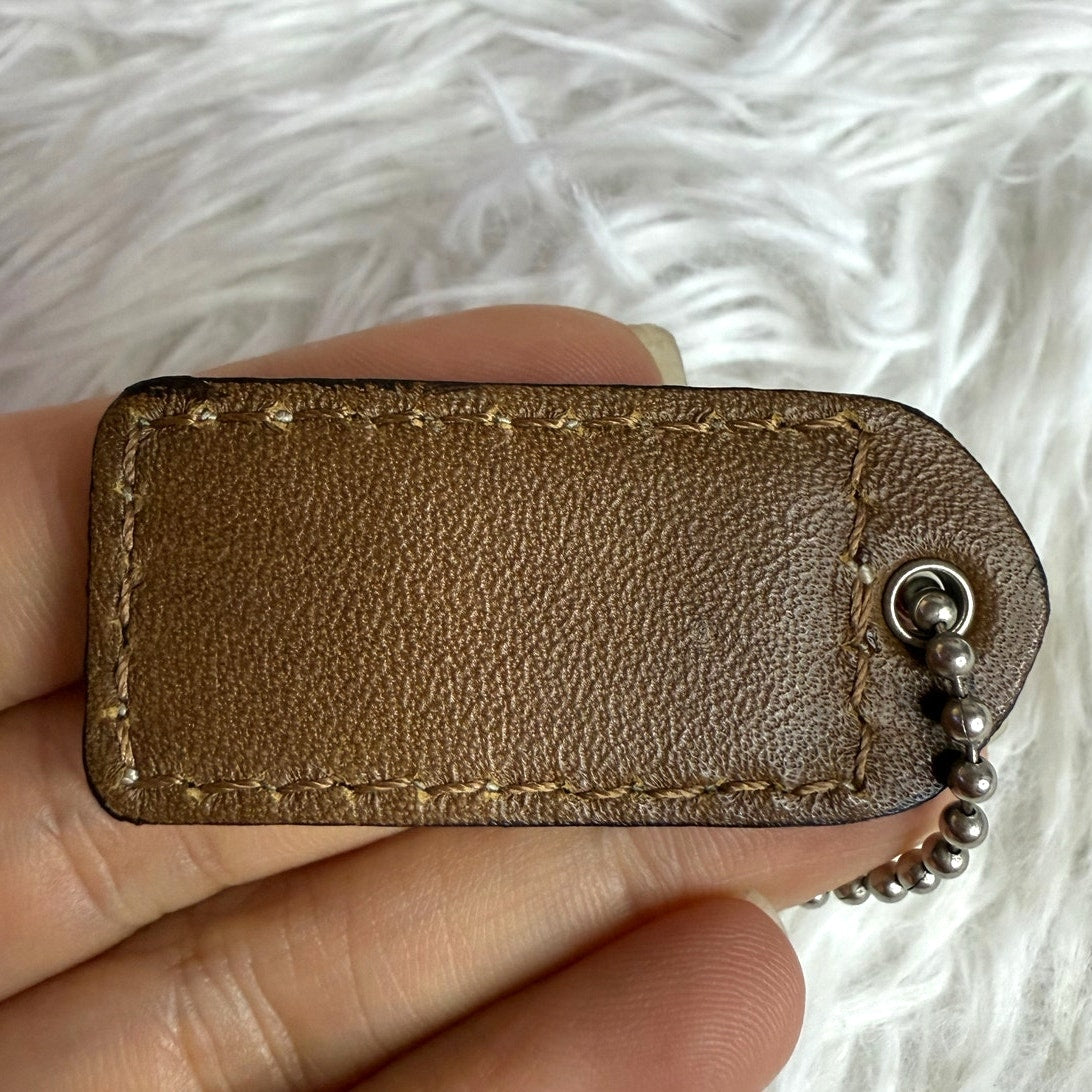 2" y2k COACH Vintage Brown Fob Bag Charm Hang tag Hangtag