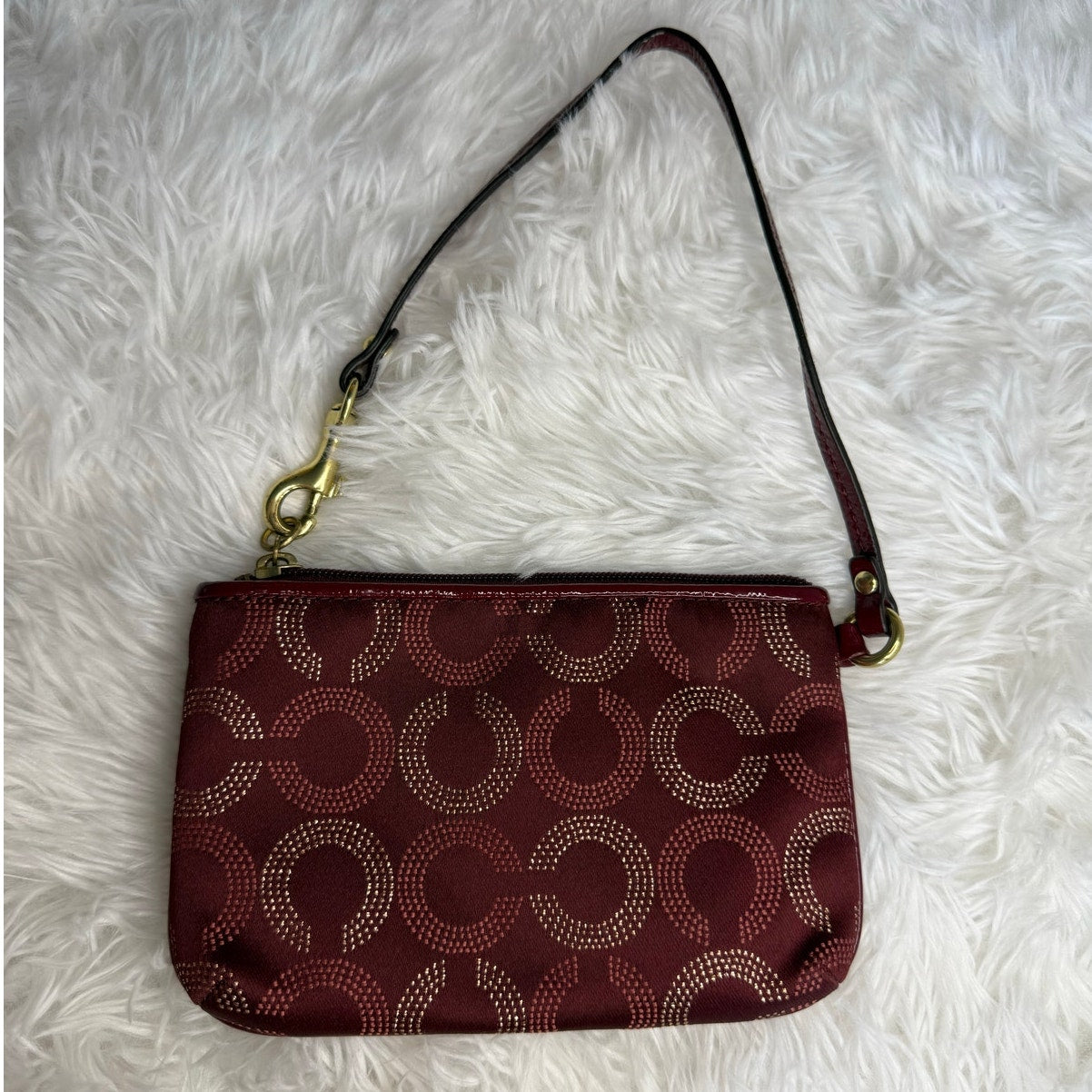 COACH Burgundy / red Signature Canvas Wristlet
