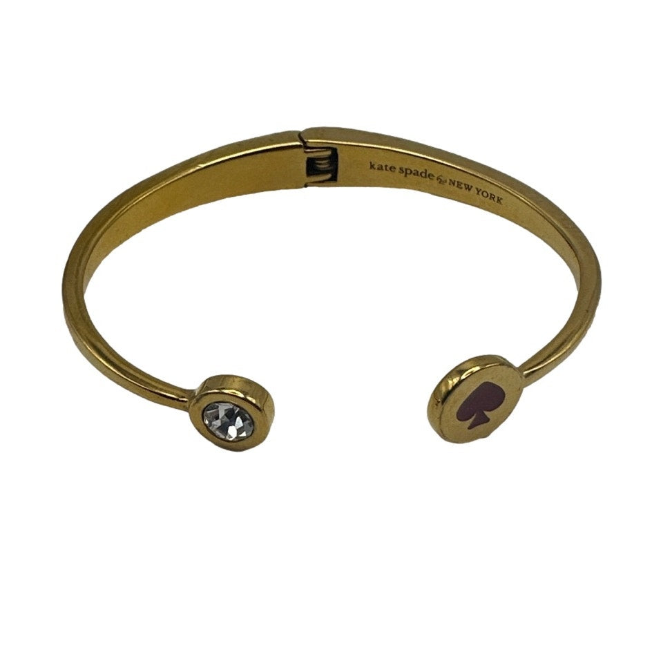 KATE SPADE SPOT THE SPADE CUFF HINGED BANGLE IN SWEETHEART PINK/GOLD