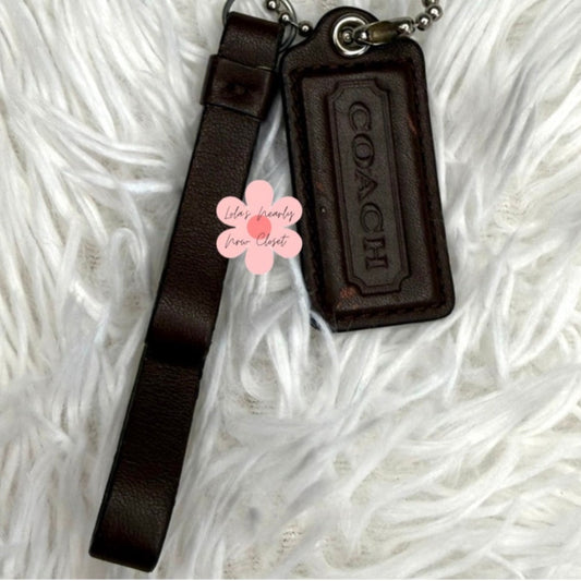 2" COACH Brown Fob Bag Charm Hang tag Hangtag