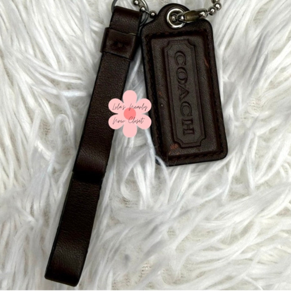 2" COACH Brown Fob Bag Charm Hang tag Hangtag