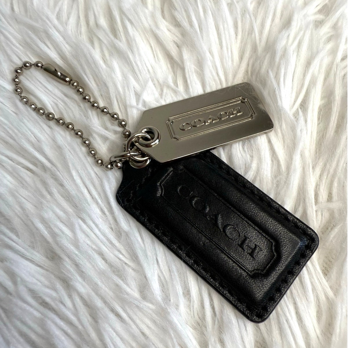 2.5" 1.5" COACH Black Silver Bundle of 2 Fob Bag Charm Hang tag Hangtag