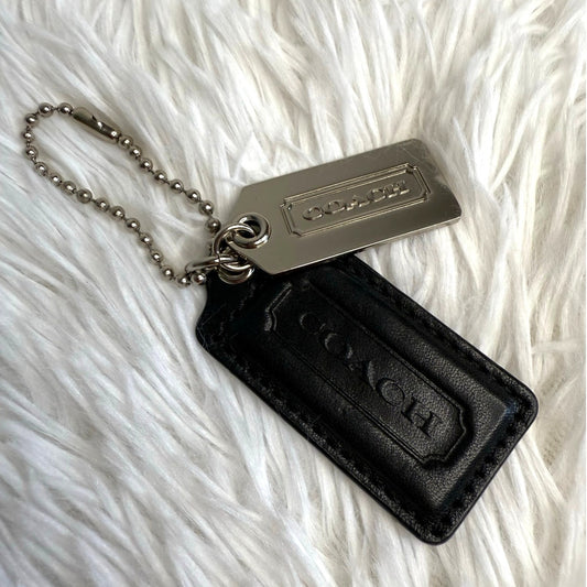 2.5" 1.5" COACH Black Silver Bundle of 2 Fob Bag Charm Hang tag Hangtag
