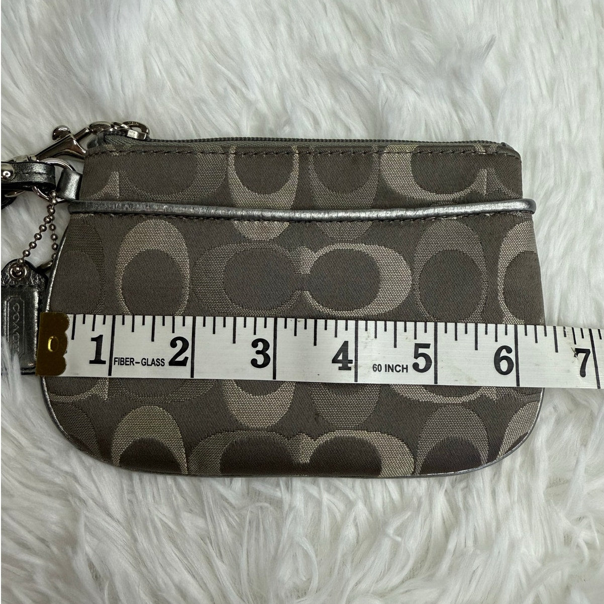 COACH Gray Signature Canvas Wristlet