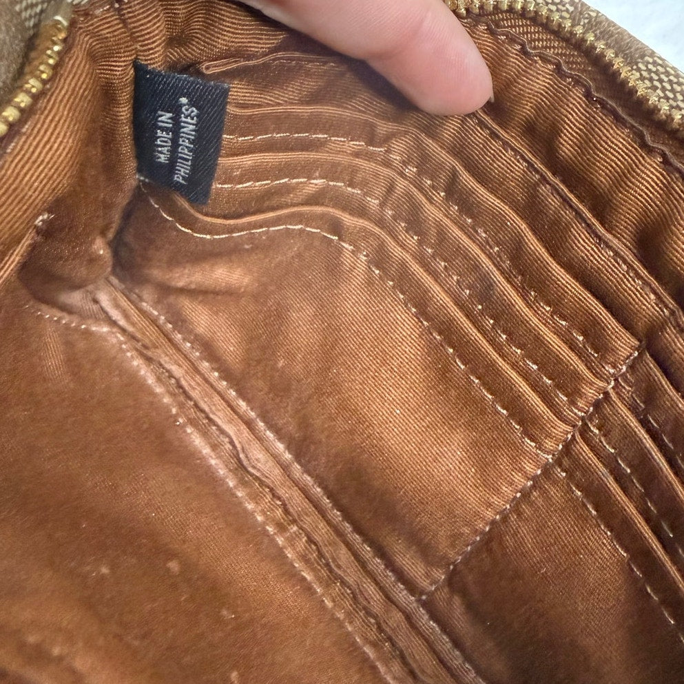 Coach F65748 Brown Signature Coated Canvas Wristlet