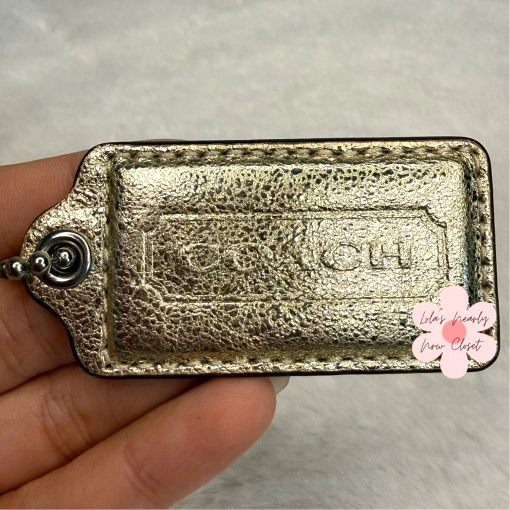 2" COACH Gold Fob Bag Charm Hang tag Hangtag