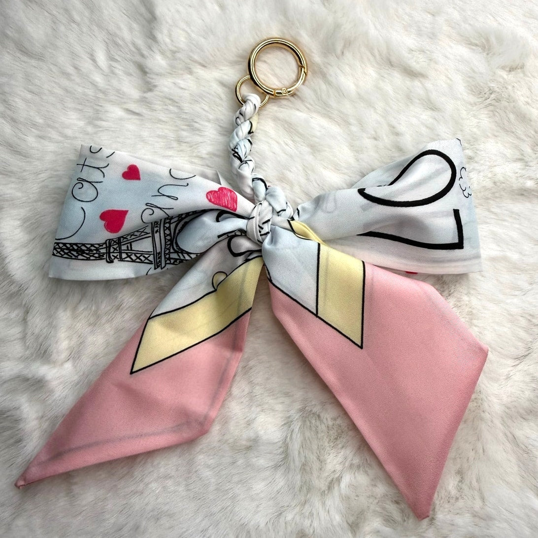 New Weave Bowknot Pendant Bag Charm Soft Silk Scarf Keychain Fashion Charm