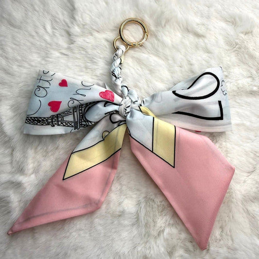 New Weave Bowknot Pendant Bag Charm Soft Silk Scarf Keychain Fashion Charm