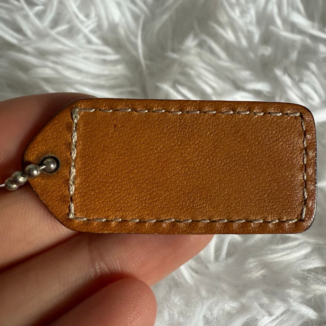 1.5" y2k COACH Vintage Brown Fob Bag Charm Hang tag Hangtag