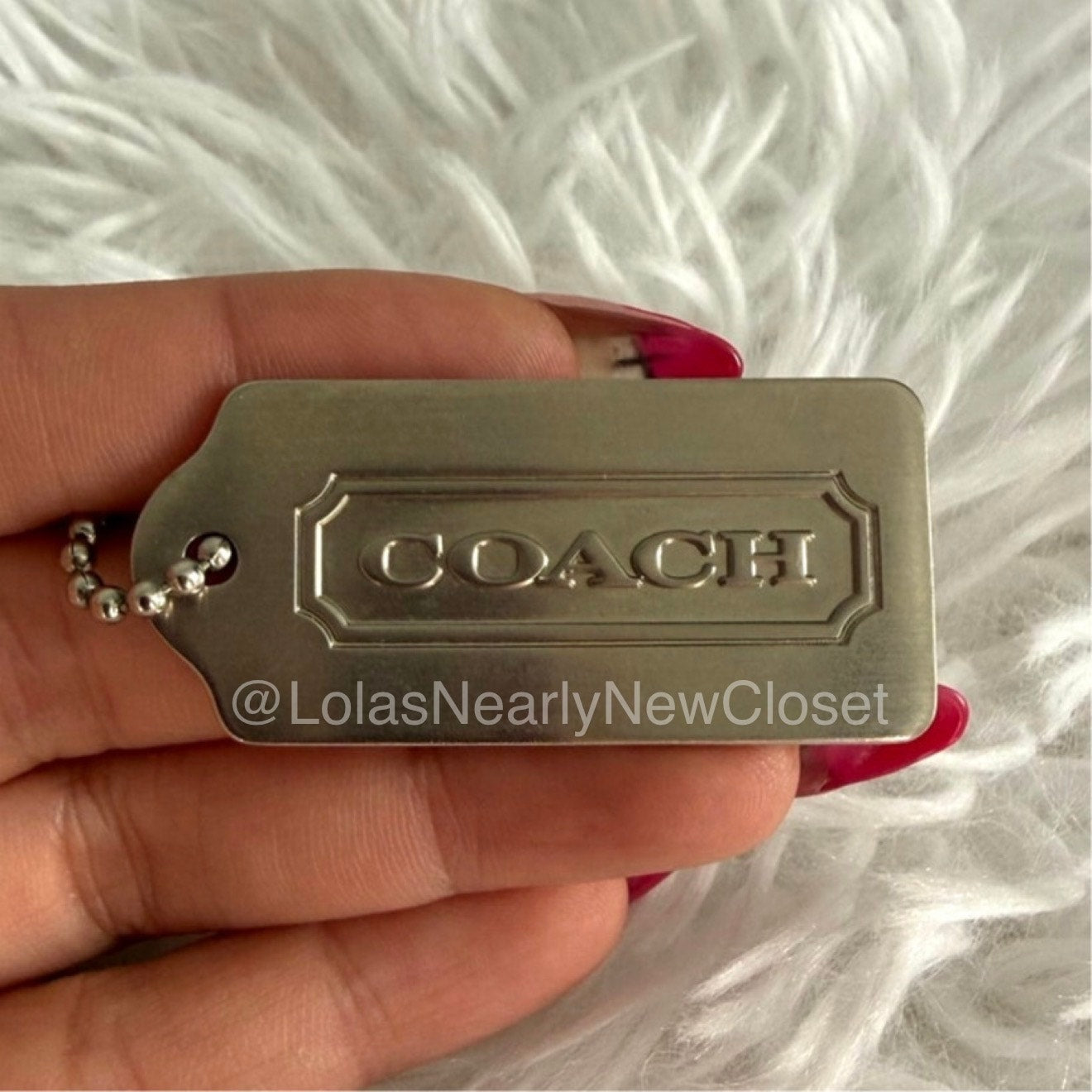 1.5" y2k COACH Metal Silver Fob Bag Charm Hang tag Hangtag