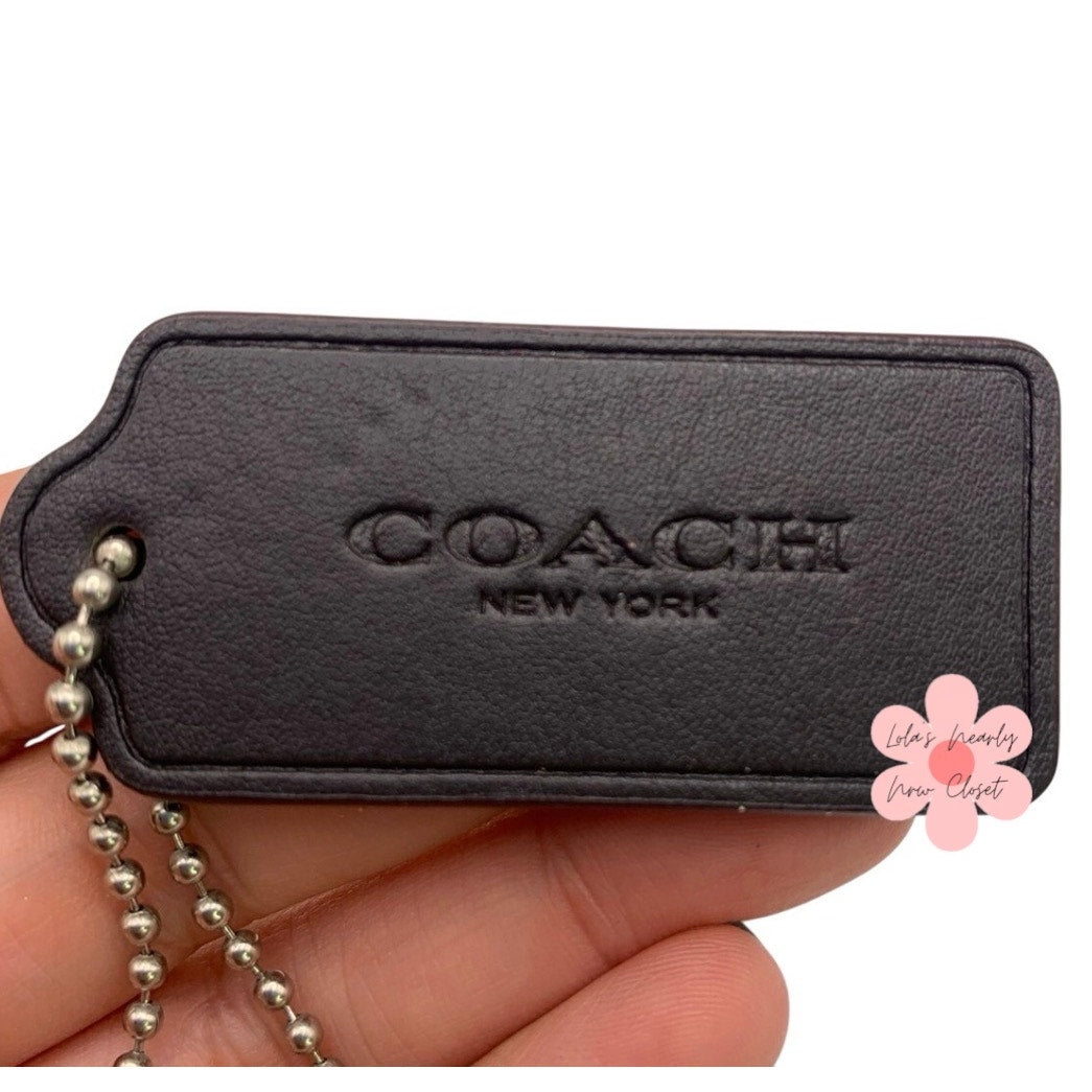 2" COACH Brown Fob Bag Charm Hang tag Hangtag
