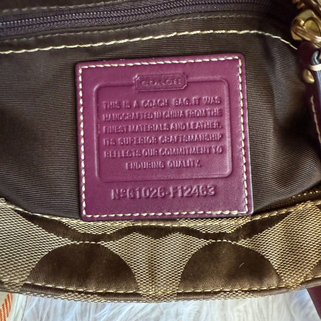 COACH 2010 Madeline Turnlock Signature Purple Brown Shoulder Bag Tote