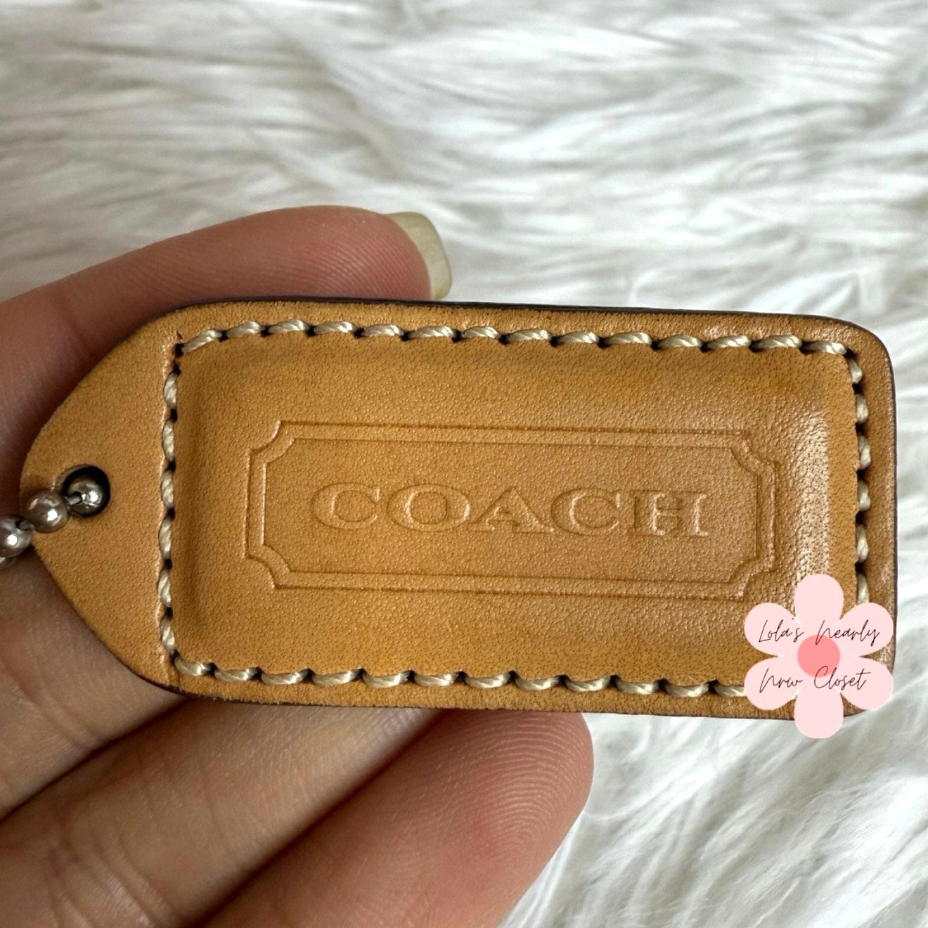 1.5" y2k COACH Tan Camal Vintage Fob Bag Charm Hang tag Hangtag