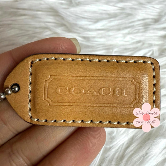 1.5" y2k COACH Tan Camal Vintage Fob Bag Charm Hang tag Hangtag