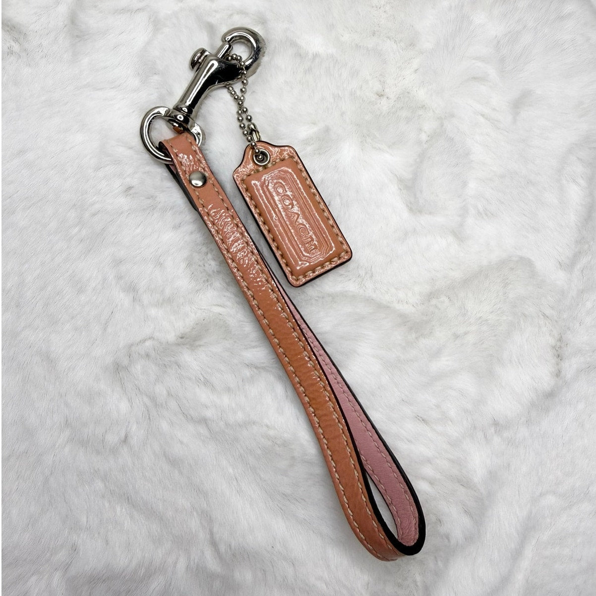 1.5" COACH Patent Leather Fob Bag Charm Hang tag Hangtag Wristlet Strap