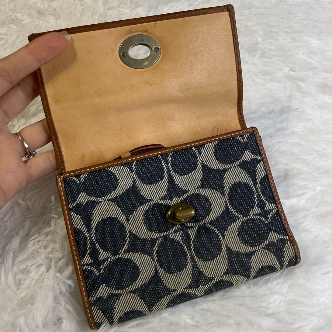 y2k Coach Stripe Signature Denim Turnlock Bifold Wallet