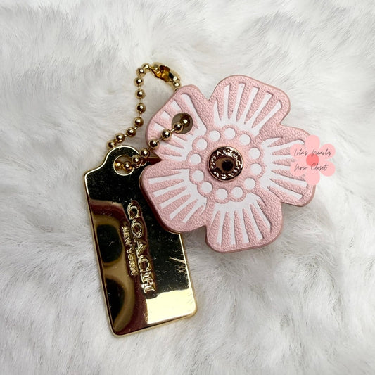 1" COACH Gold Tea Rose Flower Floral Bag Charm Hang Tag