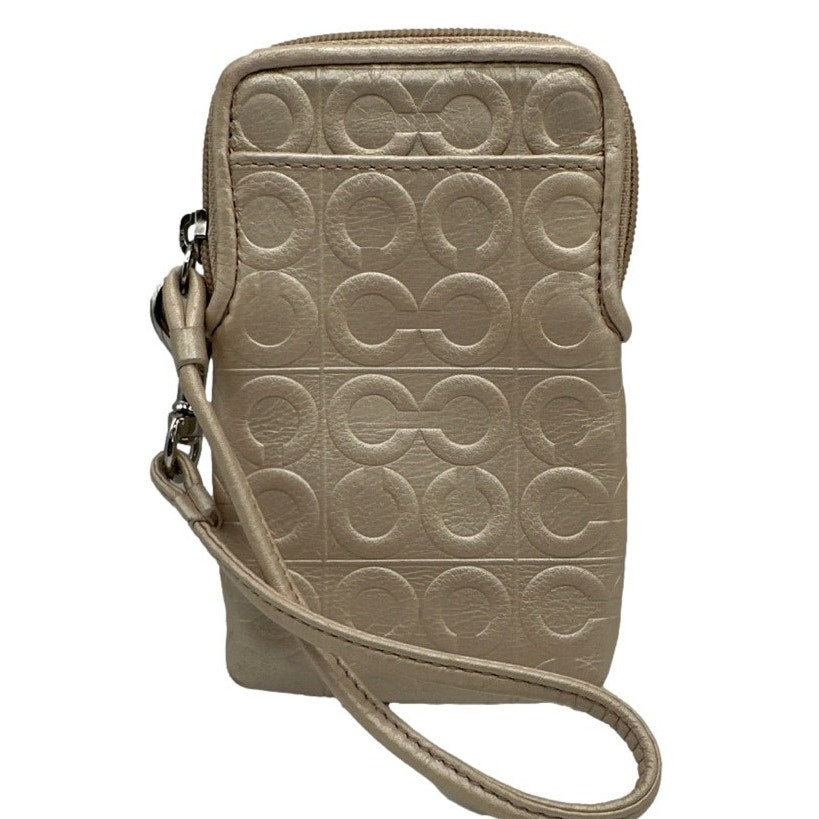 COACH Gold Op Art Signature Card Holder Wristlet