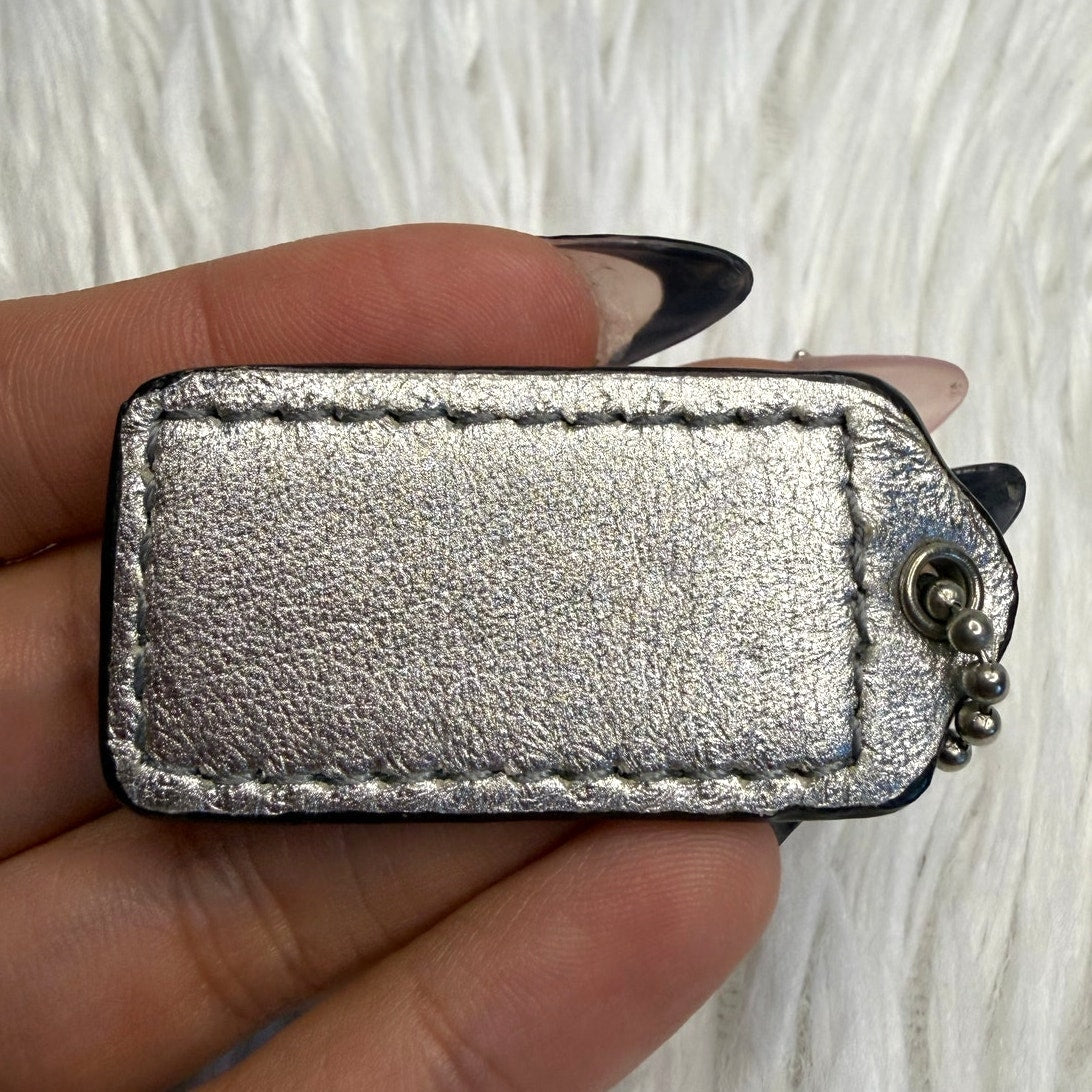 1.5" COACH Silver Fob Bag Charm Hang tag Hangtag