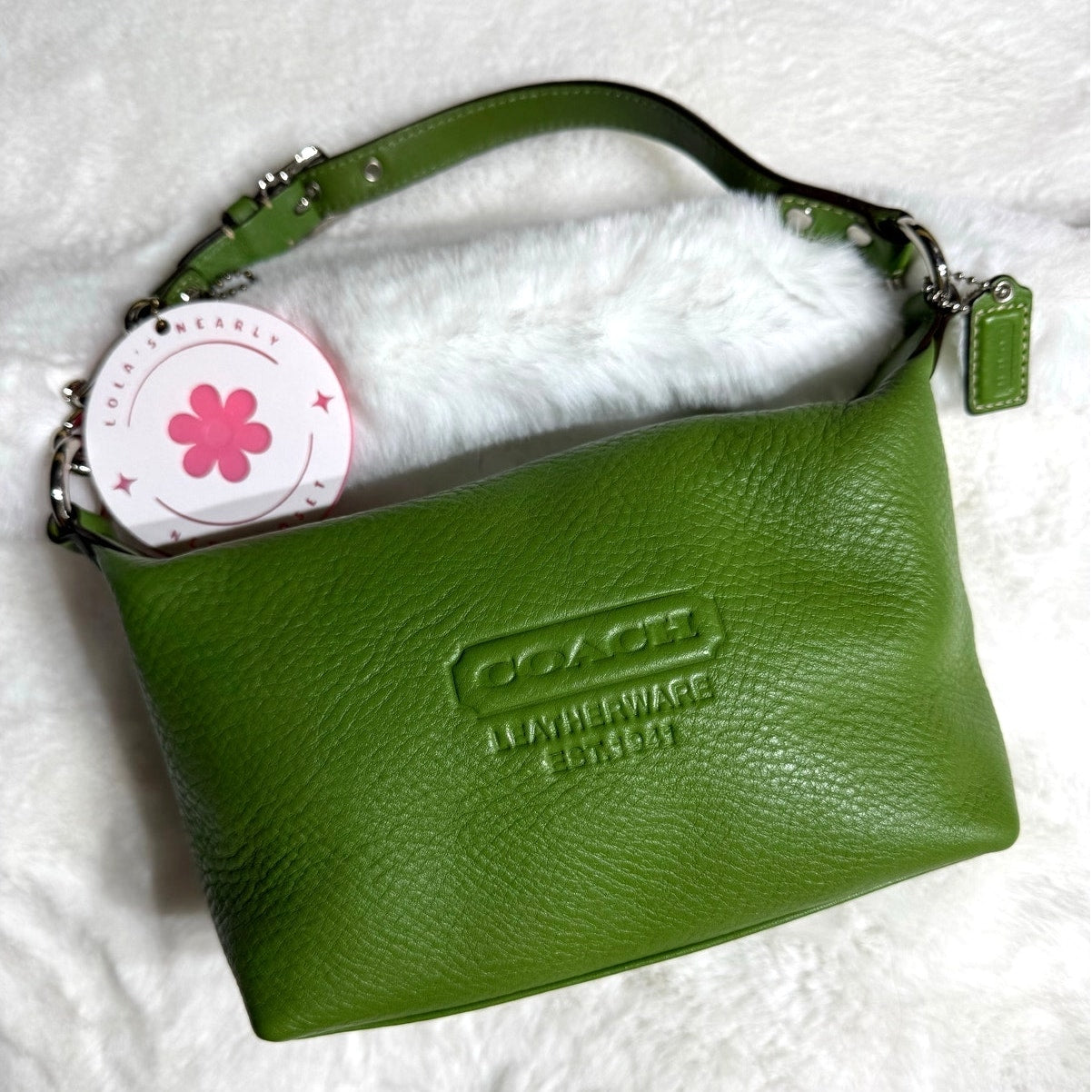 COACH Vintage Y2K EST. 1941 Leatherware Green Mini Shoulder Baguette Bag