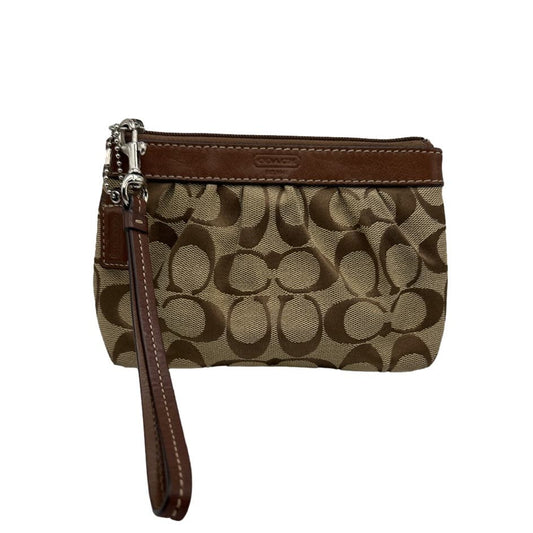 COACH Brown Signature Canvas Wristlet