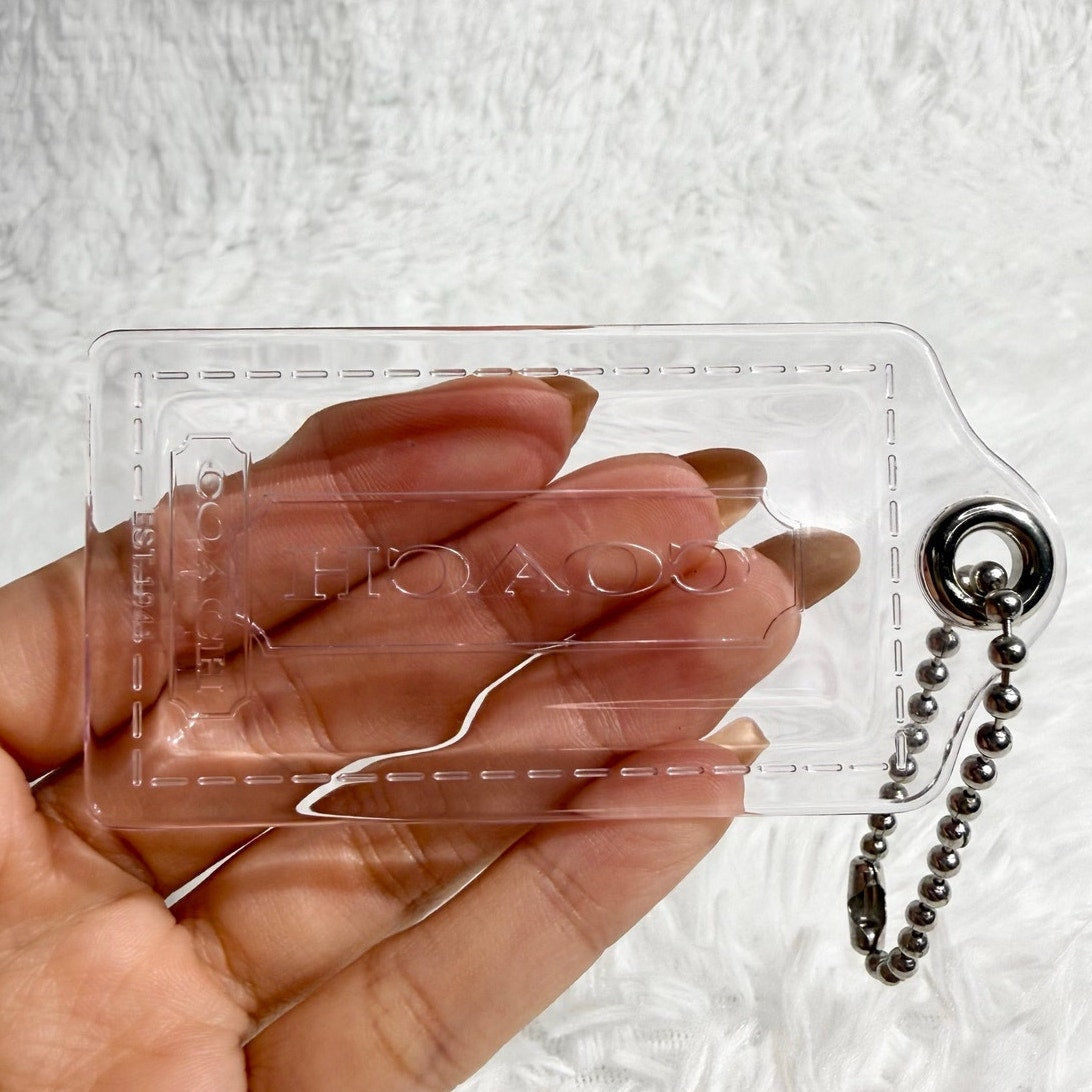3" COACH Poppy Clear Fob Bag Charm Hang tag Hangtag