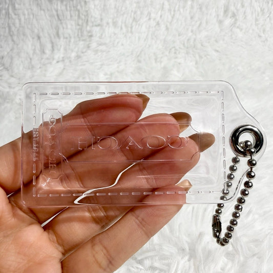 3" COACH Poppy Clear Fob Bag Charm Hang tag Hangtag
