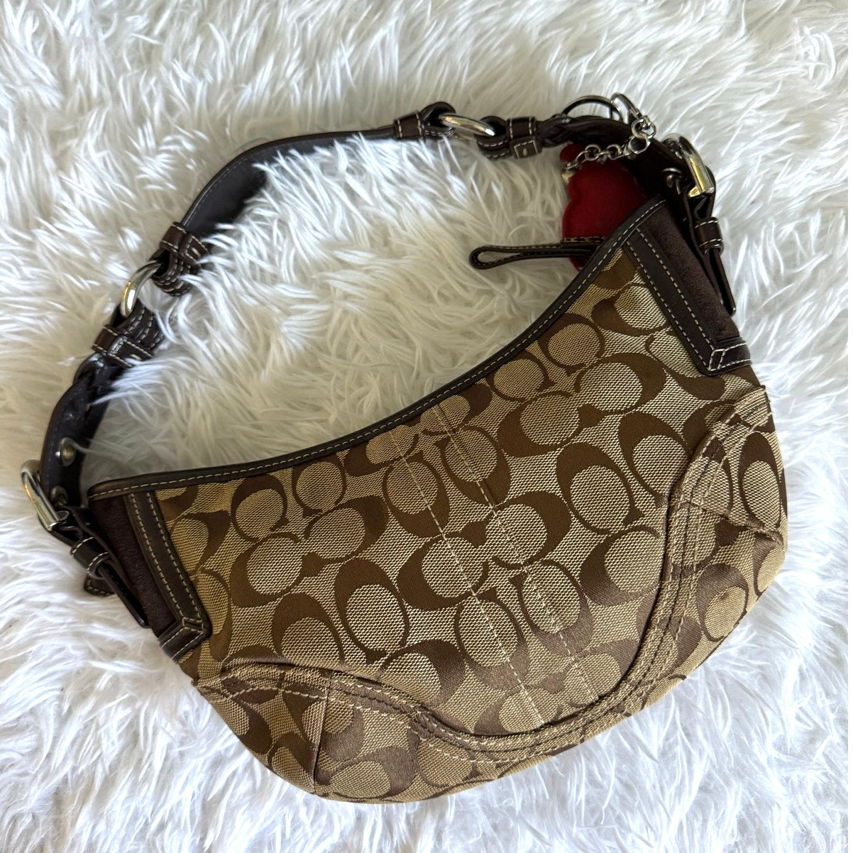 y2k COACH 2006 Brown Signature Hobo Shoulder Bag