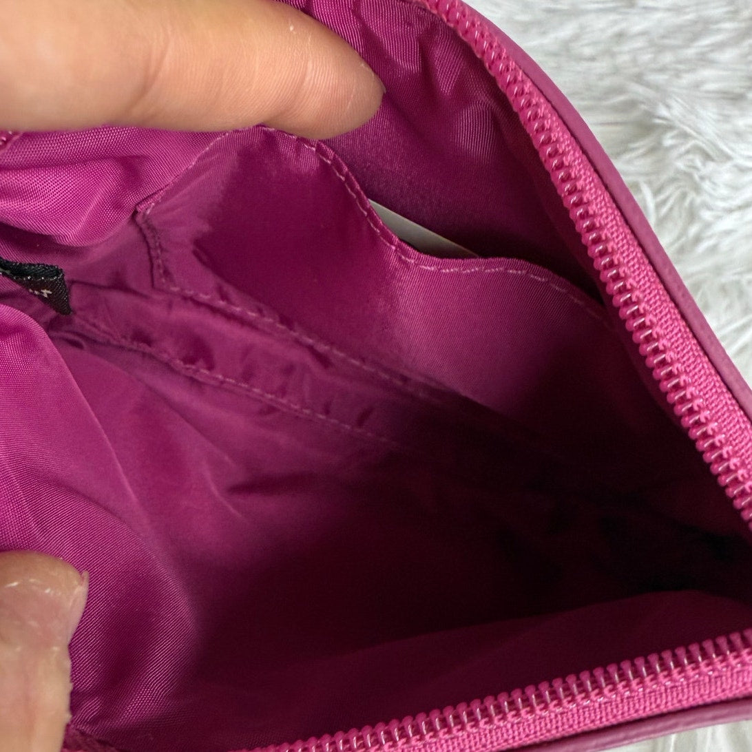 COACH Pink Brown Signature Carriage Canvas Wristlet