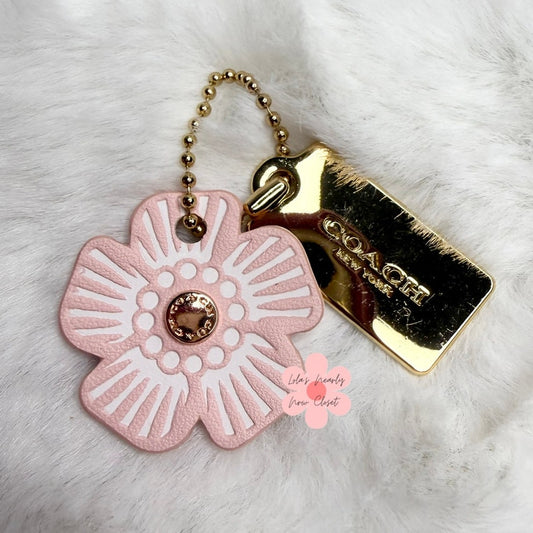 1" COACH Gold Tea Rose Flower Floral Bag Charm Hang Tag