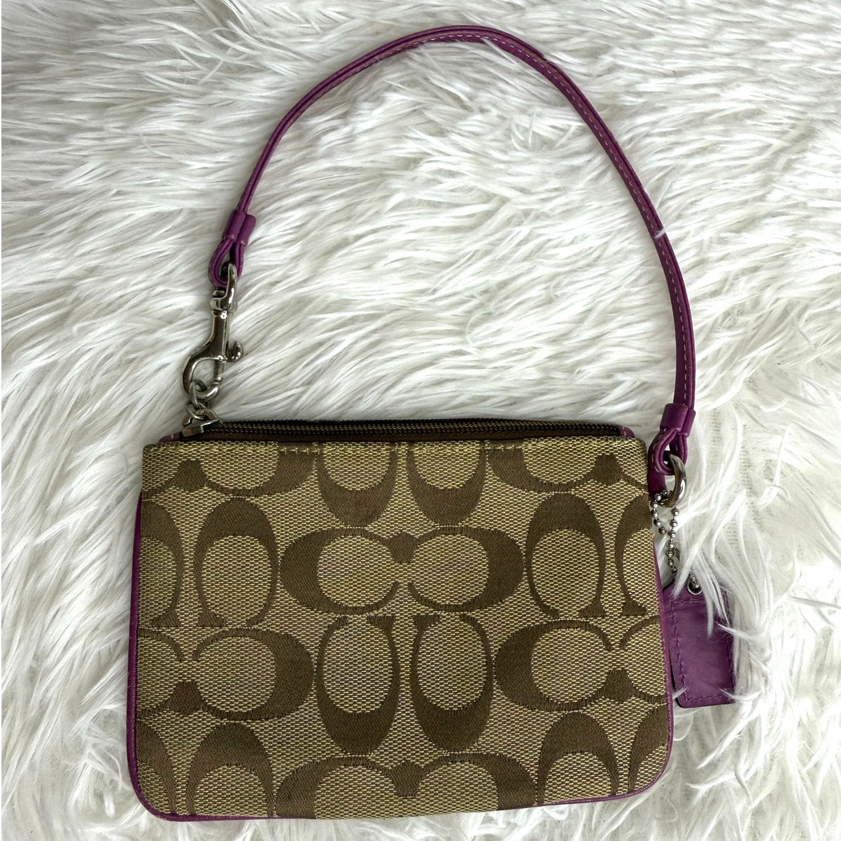 COACH y2k Purple Brown Signature Canvas Wristlet