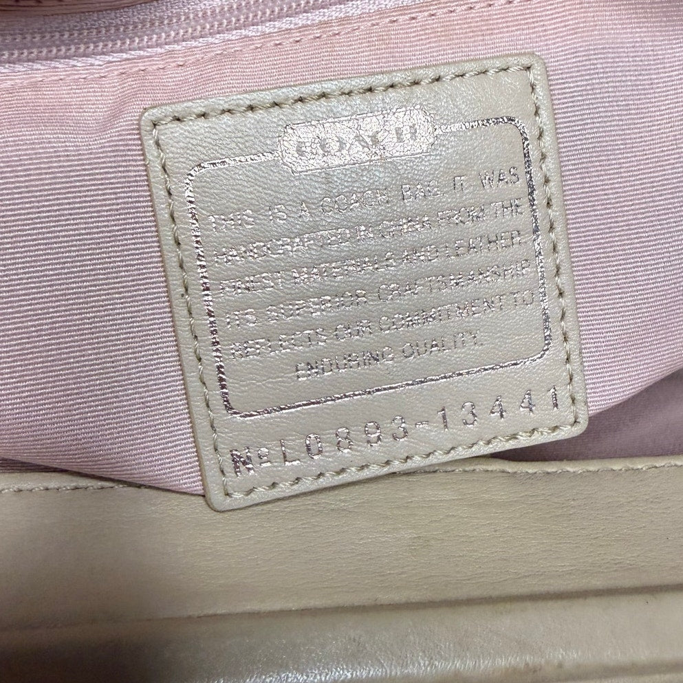 COACH Parker Hobo Handbag Kisslock Leather Canvas Bag Purse Shoulder Bag