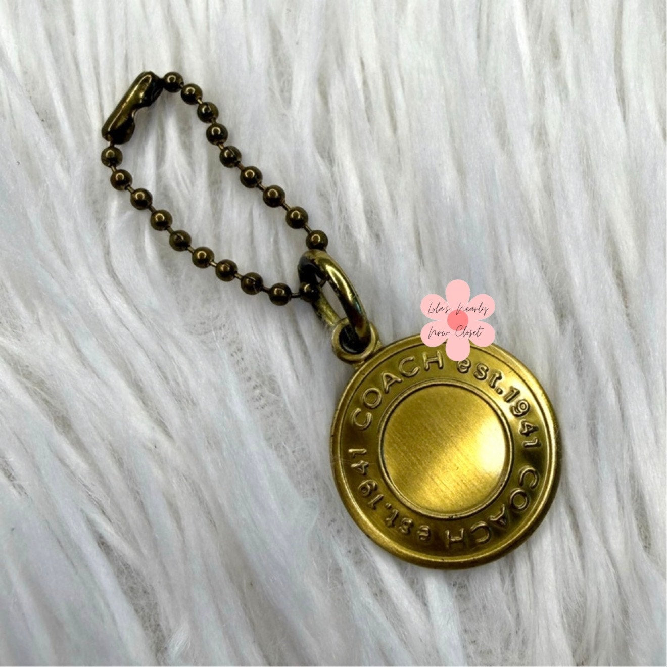 1" Coach Metal Circle Replacement Hangtag Hang Tag Bag Charm