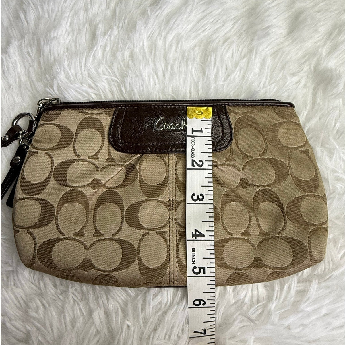 y2k COACH Brown Signature Canvas Wristlet