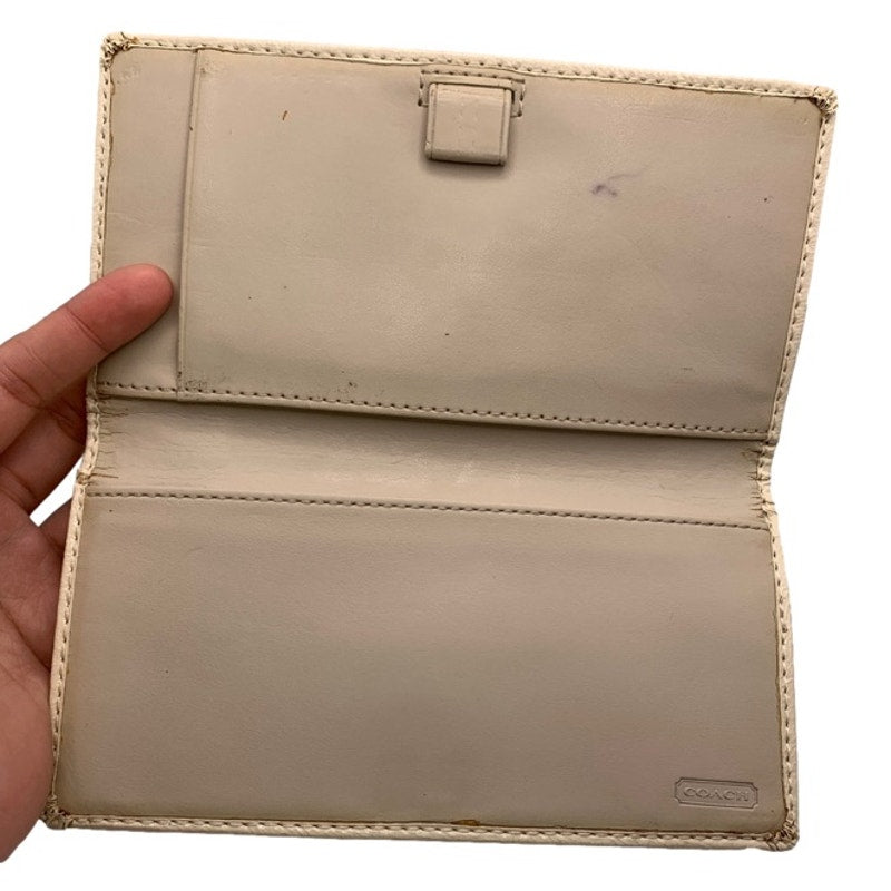 COACH Canvas Tan Signature Checkbook Holder